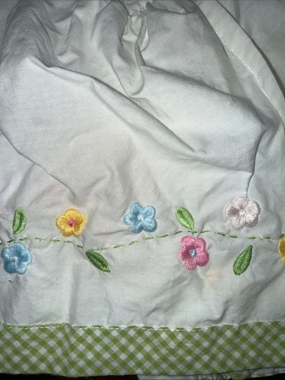 Pottery Barn Kids Garden Party Skirted Bed Ruffle with Floral Embroidery